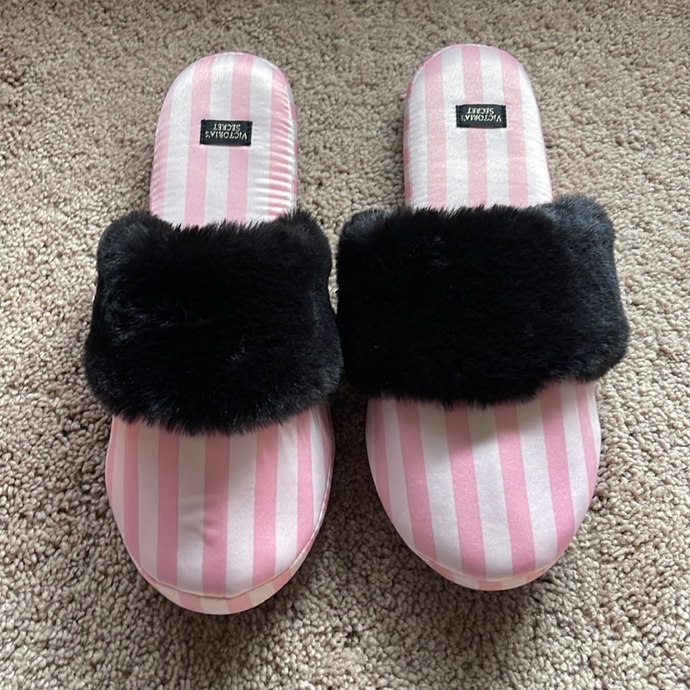 Classic pink and black Victoria Secret slippers